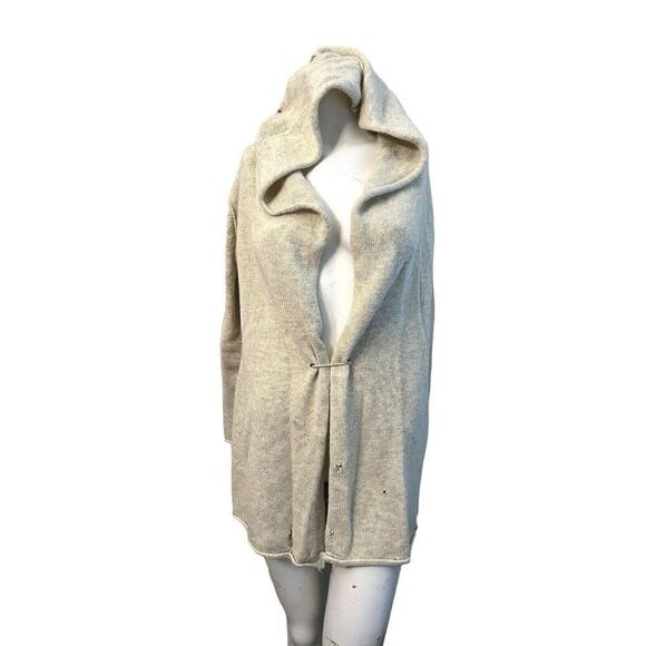 VINCE XS Cardigan Open Hooded Oversized Chunky Knit Yak Wool Factory Distressed - Picture 1 of 8